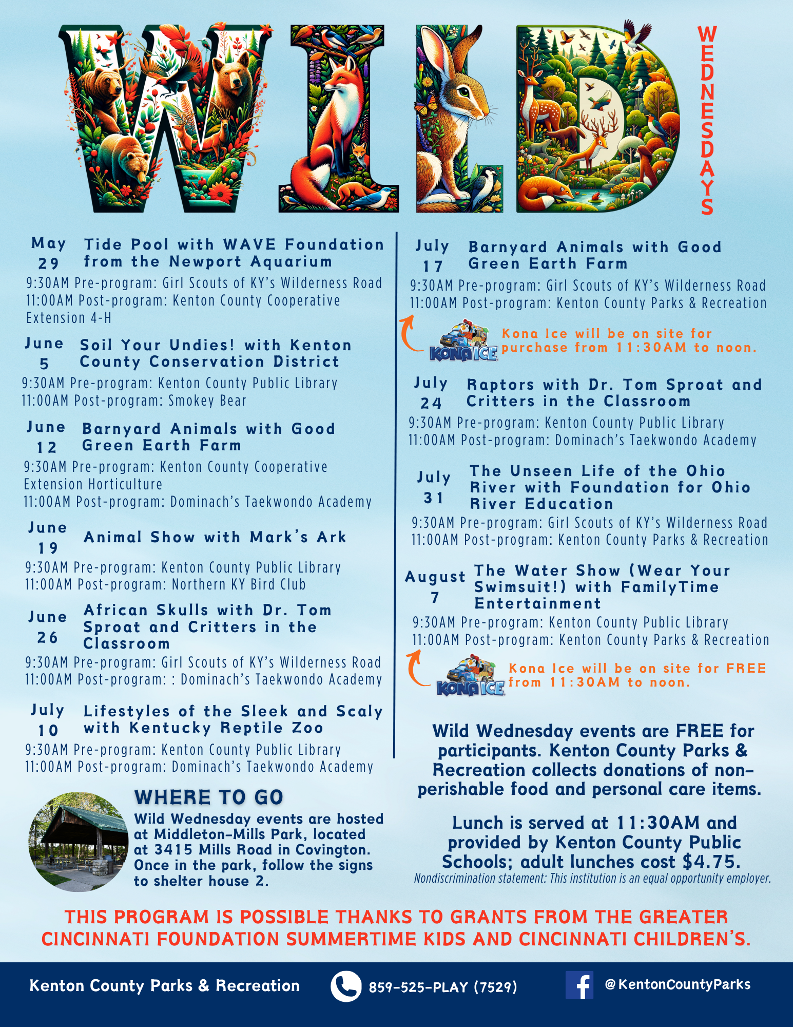 Wild Wednesdays calednar