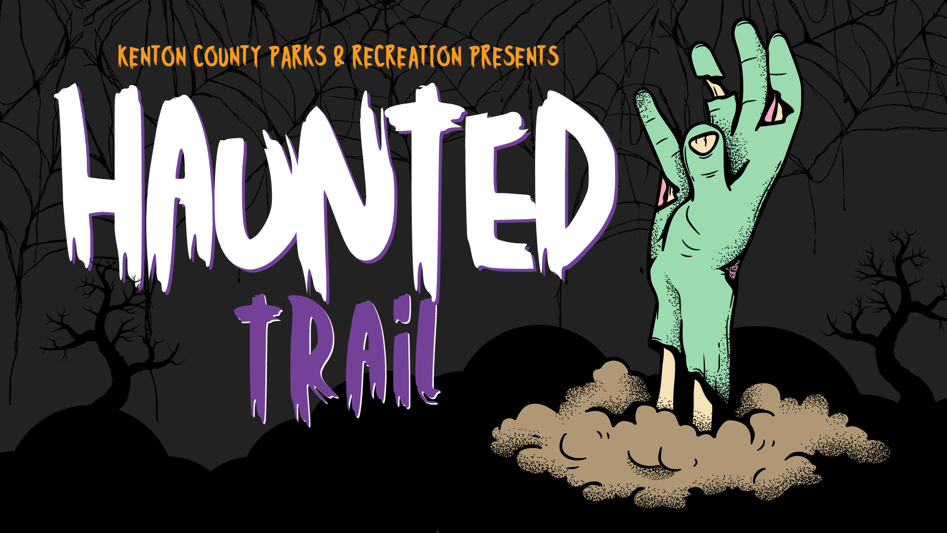 Haunted Trail with zombie hand emerging