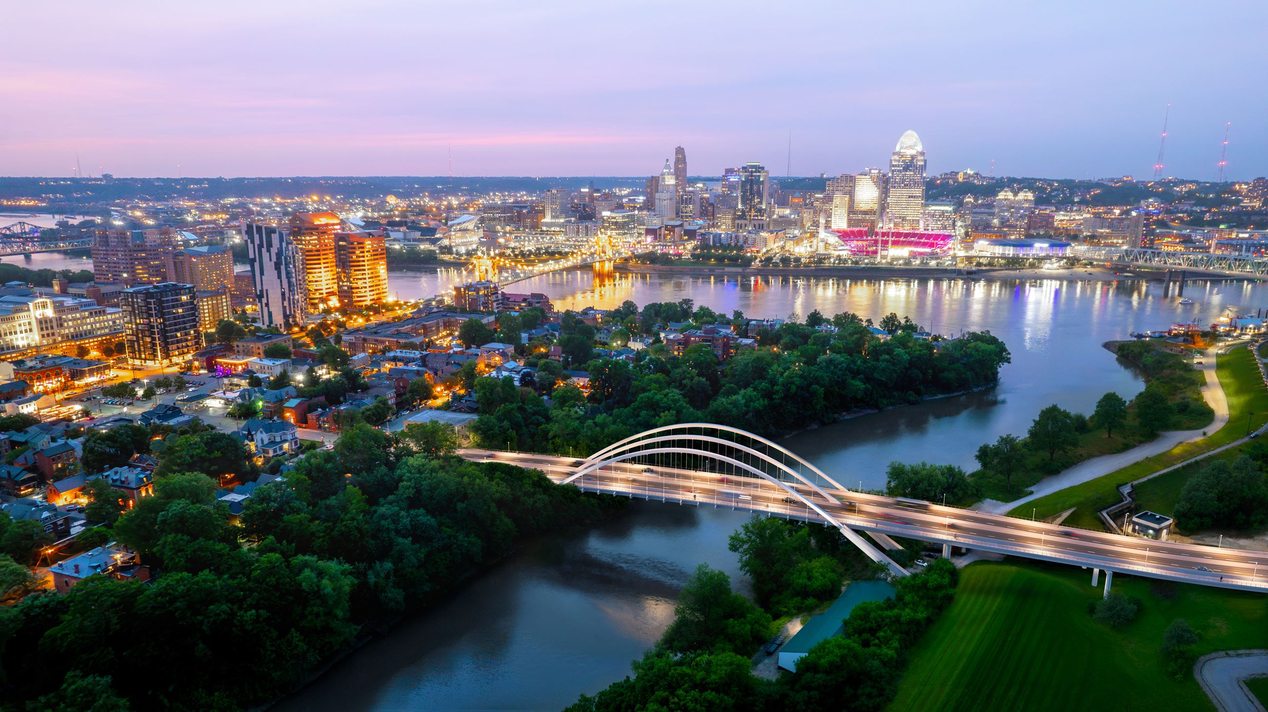 Licking River Bridge with Cincinnati in background